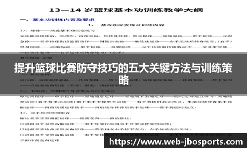 提升篮球比赛防守技巧的五大关键方法与训练策略